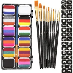 National Day Rainbow ansiktsmålning kostym ansiktskroppssminkning, med 10 penslar><noscript><img width=