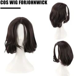 Naturlig peruk för John Wick Cosplay peruk Svart kort vågigt hår peruker><noscript><img width=
