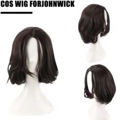 Naturlig Peruk för John Wick Cosplay Peruk Svart Kort Vågig Hårperuk><noscript><img width=