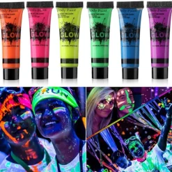 Neon fluorescerande pigment, lämpligt för ansikts- och kroppsfärgning, 10 ml, 6 rör per förpackning> Smink