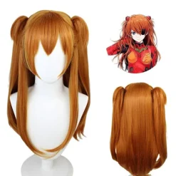 Neon Genesis Evangelion peruk Asuka cos peruk gränsöverskridande orange dubbel hästsvans tigermunsklipp peruk> Peruker