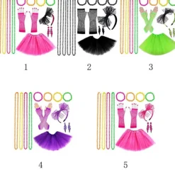 Neon 80-talsdräkter för set Tutu-kjol 3 3><noscript><img width=