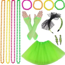 Neon 80-talsdräkter för set Tutu-kjol 3 3><noscript><img width=