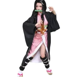 Nezuko Cosplay Kostym Anime Cosplay Outfit Set Halloween Klänning för Vuxna Barn (170CM)> Dräkter