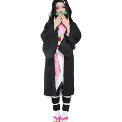 Nezuko Cosplay Kostym Anime Cosplay Outfit Set Halloween Klänning för Vuxna Barn (170CM)> Dräkter