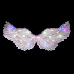 Ängelvingar, lysande ängelvingar och glorior med LED-lampor, vita ängelvingar Kostym_Kvalitetsgåvor 65*35cm> Tillbehör