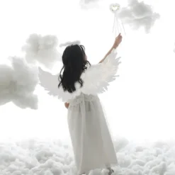 Ängelvingar och Halo, Vita Ängelvingar Fallna Ängelvingar Halloween Maskeraddräkt för Vuxna Halloween Julfest Vit-FM-><noscript><img width=