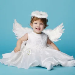 Ängelvingar och Halo, Vita Ängelvingar Fallna Ängelvingar Halloween Maskeradkostym för Vuxna Halloween Julfest Vit-FA-><noscript><img width=