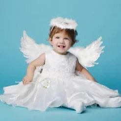 Änglavingar och Halo, Vita Änglavingar Fallna Änglavingar Halloween Maskeraddräkt för Vuxna Halloween Julfest Vit><noscript><img width=