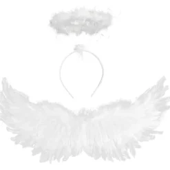 Änglavingar och Halo, Vita Änglavingar Fallna Änglavingar Halloween Maskeraddräkt för Vuxna Halloween Julfest Vit> Tillbehör