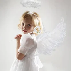 Änglavingar och Halo, Vita Änglavingar Fallna Änglavingar Halloween Maskeraddräkt för Vuxna Halloween Julparty Vit><noscript><img width=