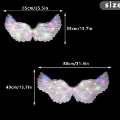 FMYSJ Änglavingar, 3-pack/set Ljusa Änglavingar och Glorior med LED-lampor, Barnkostym för Julafton, Fest (FMY) 65x35cm> Tillbehör