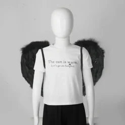 Änglavingar Vit Svarta fjädervingar Vuxna barn Födelsedagspresent Cosplayvingar Scenshow Halloween Julfest Kostym> Tillbehör