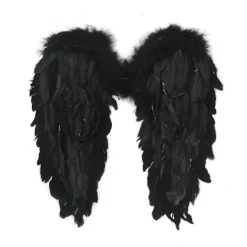 Änglavingar Vit Svarta fjädervingar Vuxna barn Födelsedagspresent Cosplayvingar Scenshow Halloween Julfest Kostym><noscript><img width=