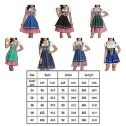 Ny Damkläder Tysk Oktoberfest Kostym Traditionell Bayerisk Öl Fraulein Karneval Piga Klänning Outfit (XXL Grå Blå)><noscript><img width=