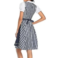 Ny Damkläder Tysk Oktoberfest Kostym Traditionell Bayerisk Öl Fraulein Karneval Piga Klänning Outfit (XL Grå Blå)> Dräkter