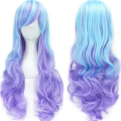 Ny gradientfärgad cosplay anime-peruk COS Harajuku-stil färgglad kvinnlig lång lockig peruk, lämplig för rollspel - JBS-07> Peruker