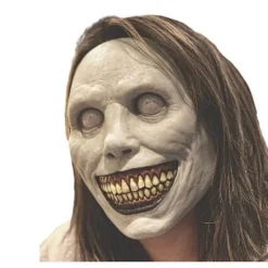 Ny Halloween skräckmask COS exorcist leende vitt ansikte vita ögon demonmask> Masker