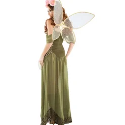 Ny Halloween-kostym 2024 Skoggrön Alv Blomma Fe Dam Ros Fe Prinsessa Kostym XL><noscript><img width=