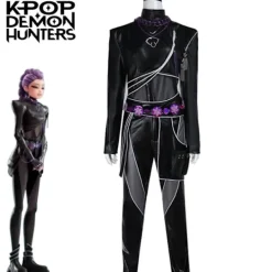 Ny K-POP Demon Hunters Cosplay Kostym Rumi Mira Zoey Anime Klänning Outfit&Rumi Svart Kostym&130 130> Dräkter