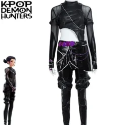 Ny K-POP Demon Hunters Cosplay Kostym Rumi Mira Zoey Anime Klänning Outfit&Rumi Svart Kostym&130 130><noscript><img width=