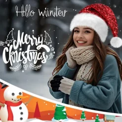 FMYSJ Ny Vinter Julhelg Använd Polyester Vinter Jul Paljett Tomtehatt med Rosett Och Pom-Pom, Lämplig för Kvinnor, Handtvättbar, Icke-Elastisk (FMY) 1pc><noscript><img width=