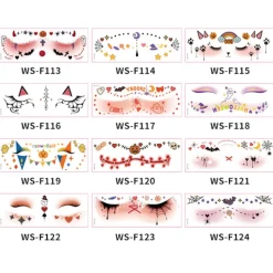 Nya Halloween Häxa Tatuering Klistermärken, Lekfulla och Söta Spöke Smink Vattentäta Ansikts Tatuering Klistermärken> Smink