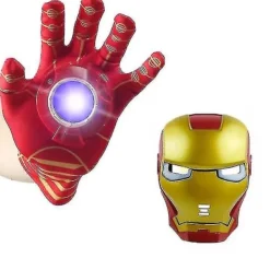Nya Iron Man Mask Handske Kapp Sköld Set med ljus för fest _y handskar 2 set> Tillbehör