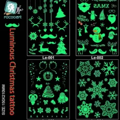 Nya Lysande Tatueringsdekaler Söt Jul Tatueringsdekal Vattentät Miljö> Smink