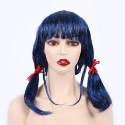 Nyckelpiga flicka peruk lock blå peruk svart katt peruk> Peruker