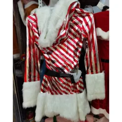 Nyhet Julklänning Dam Juldräkt För Vuxen Randig Sammetspälsklänning Med Luva Sexig Kvinnlig Jultomtedräkt L><noscript><img width=