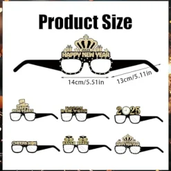 Nyårsdekorationer 2025 Partyglas för Barn Vuxna, 6 st 2025 Gott Nytt År Ögonbryn Fotobås Rekvisita> Tillbehör