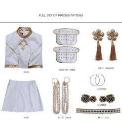 Nytt KPop Demon Hunters Cosplay Kostymset - Rumi Mira Zoey Halloweenfest Maskerad för Kvinnor, Vit 150 Kids><noscript><img width=