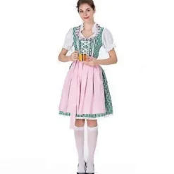 Oktoberfest Damdräkt Dirndl Damklänning Bröllopsgäst Dirndl Blus Kostym Sexig Inklusive Klänning, Blus, Förkläde (XL Grön)> Dräkter