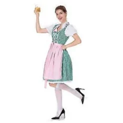 Oktoberfest Damdräkt Dirndl Damklänning Bröllopsgäst Dirndl Blus Kostym Sexig Inklusive Klänning, Blus, Förkläde (XL Grön)> Dräkter