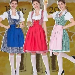 Oktoberfest Damdräkt Dirndl Damklänning Bröllopsgäst Dirndl Blus Kostym Sexig Inklusive Klänning, Blus, Förkläde (XL Grön)><noscript><img width=