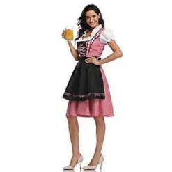 Oktoberfest Ölservitris Kostym Dam Bayersk Traditionell Dirndl Klänning Karneval (M Svart)><noscript><img width=