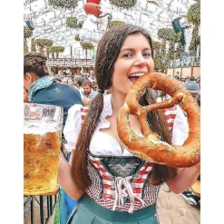 KOOLMEI Oktoberfestdräkt för kvinnor Vuxen Dirndl tysk traditionell bayersk ölkarneval Fraulein Cosplay jungfruklänning M><noscript><img width=