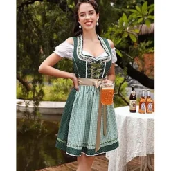 Oktoberfestdräkt reklamdräkt Halloween-pigadräkt barmaid-dräkt XL> Dräkter