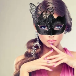 Olika Fjärilsformade Rhinestone Metall Venetianska Masker för Kvinnor><noscript><img width=