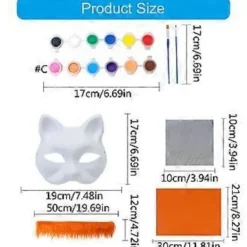 Omålade Rävmasker Halloween Cosplay Mask Handmålade Kattmasker med Päls Anime Cosplay Mask Djurmask Set> Smink
