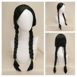 Onsdag Addams Cosplay Peruk Dam Långt Hår Peruk> Peruker