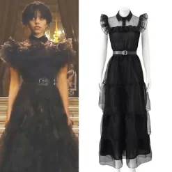 CNMR Onsdag Addams Costume Dress Halloween Cosplay Party Costume zy 3XL> Dräkter