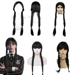 Onsdag Addams Vuxen Barn Onsdag Cosplay Peruk V Adult A> Peruker
