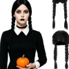 Onsdag Peruk med Flätor - Addams> Peruker