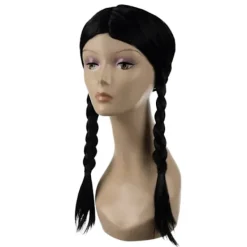 Onsdagsperuk med Flätor - Addams Svart><noscript><img width=
