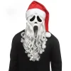 Original Ghost Face Scream Tomtemask med Skägg, Tomteluva, Halloween Kostymtillbehör, Skräckstil, Vuxenstorlek> Masker
