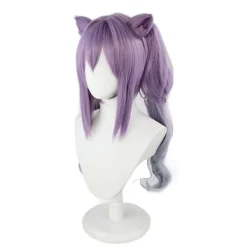 ATELA Original God Ting Neon Fast Rain sculpt klar peruk anime spel Carve clear cosplay dubbel hästsvans progressiva kattöron modellering 70cm> Peruker