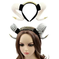 Ox Får Horn Hårband Filmrekvisita Huvudbonad Cosplay Halloween Håraccessoarer><noscript><img width=