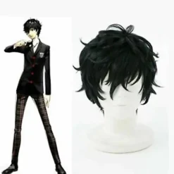 P5 Persona 5 Cosplay Kurusu Akira Joker Cosplay Peruk Mask Hår Peruk + Mask Halloween Fest Rollspel Cosplay Kostym 2 Delar Set> Tillbehör